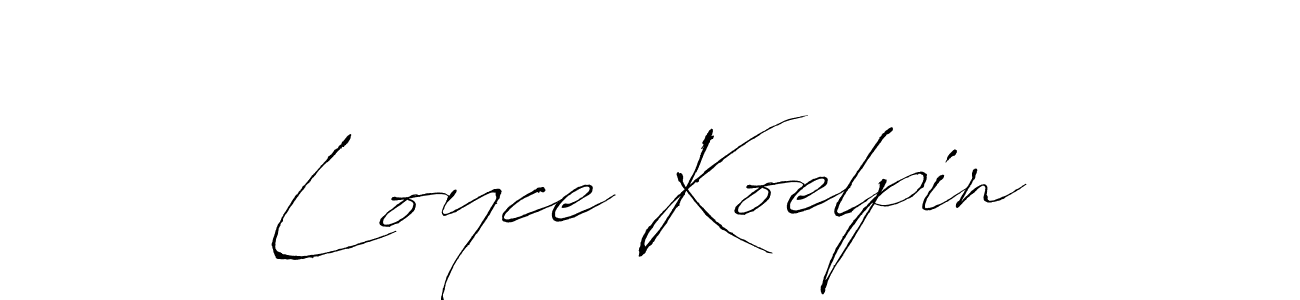 The best way (Antro_Vectra) to make a short signature is to pick only two or three words in your name. The name Loyce Koelpin include a total of six letters. For converting this name. Loyce Koelpin signature style 6 images and pictures png