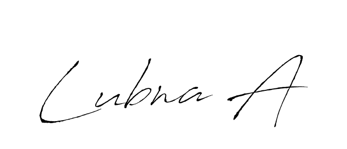 How to make Lubna A name signature. Use Antro_Vectra style for creating short signs online. This is the latest handwritten sign. Lubna A signature style 6 images and pictures png