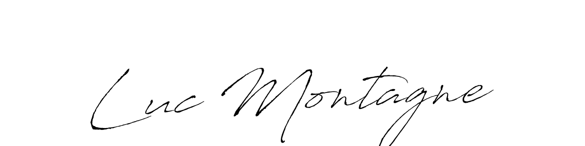 How to make Luc Montagne name signature. Use Antro_Vectra style for creating short signs online. This is the latest handwritten sign. Luc Montagne signature style 6 images and pictures png