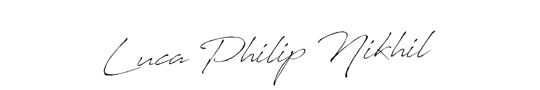 Use a signature maker to create a handwritten signature online. With this signature software, you can design (Antro_Vectra) your own signature for name Luca Philip Nikhil. Luca Philip Nikhil signature style 6 images and pictures png