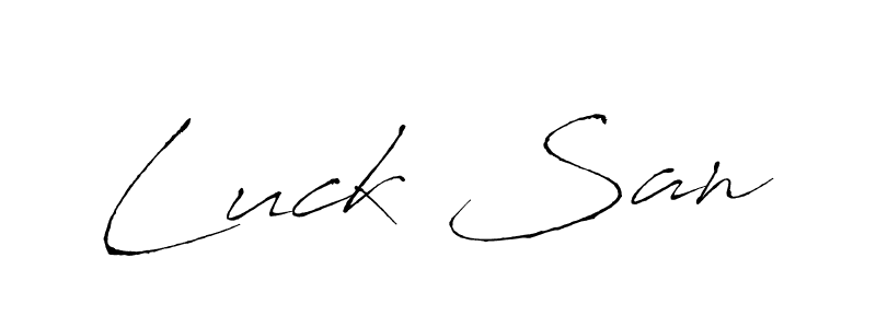 This is the best signature style for the Luck San name. Also you like these signature font (Antro_Vectra). Mix name signature. Luck San signature style 6 images and pictures png