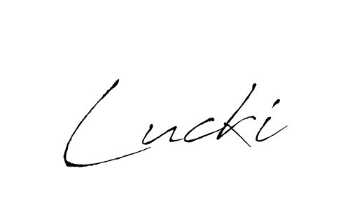 Create a beautiful signature design for name Lucki. With this signature (Antro_Vectra) fonts, you can make a handwritten signature for free. Lucki signature style 6 images and pictures png