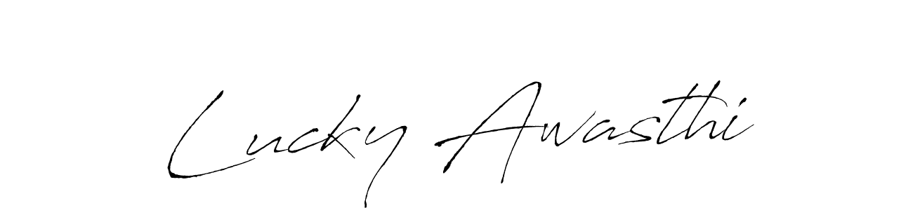 It looks lik you need a new signature style for name Lucky Awasthi. Design unique handwritten (Antro_Vectra) signature with our free signature maker in just a few clicks. Lucky Awasthi signature style 6 images and pictures png