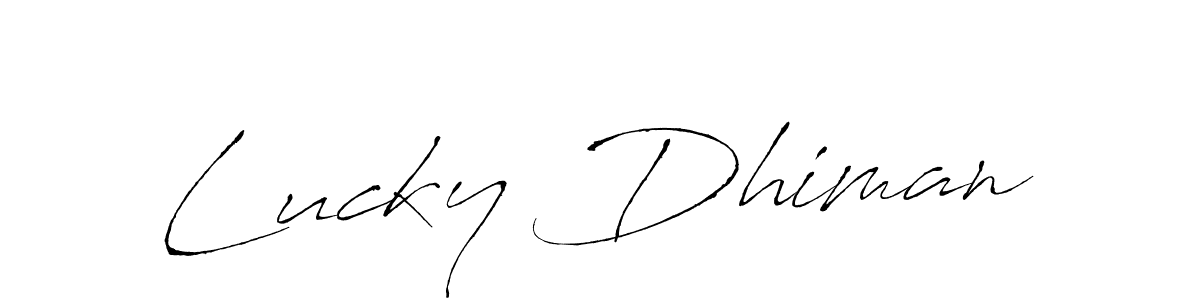 Use a signature maker to create a handwritten signature online. With this signature software, you can design (Antro_Vectra) your own signature for name Lucky Dhiman. Lucky Dhiman signature style 6 images and pictures png