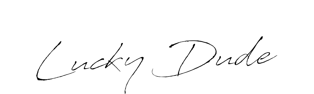 Use a signature maker to create a handwritten signature online. With this signature software, you can design (Antro_Vectra) your own signature for name Lucky Dude. Lucky Dude signature style 6 images and pictures png