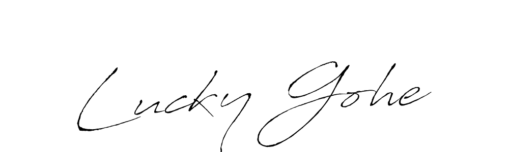 The best way (Antro_Vectra) to make a short signature is to pick only two or three words in your name. The name Lucky Gohe include a total of six letters. For converting this name. Lucky Gohe signature style 6 images and pictures png