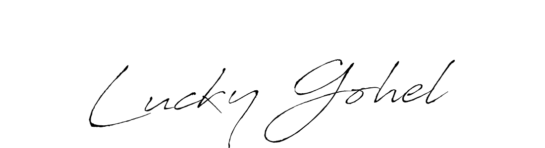 Create a beautiful signature design for name Lucky Gohel. With this signature (Antro_Vectra) fonts, you can make a handwritten signature for free. Lucky Gohel signature style 6 images and pictures png