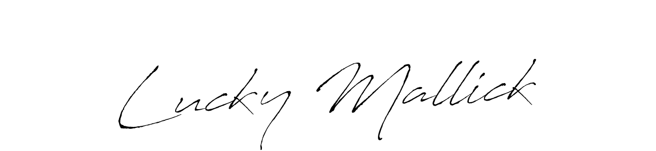 Also You can easily find your signature by using the search form. We will create Lucky Mallick name handwritten signature images for you free of cost using Antro_Vectra sign style. Lucky Mallick signature style 6 images and pictures png