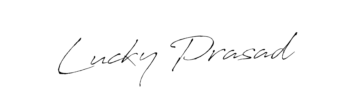 Design your own signature with our free online signature maker. With this signature software, you can create a handwritten (Antro_Vectra) signature for name Lucky Prasad. Lucky Prasad signature style 6 images and pictures png