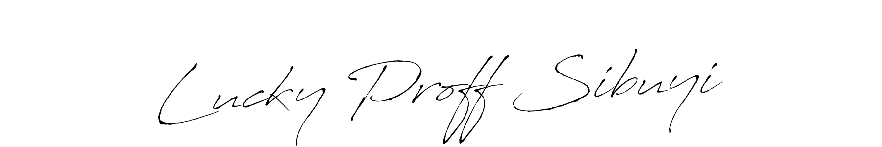 Make a beautiful signature design for name Lucky Proff Sibuyi. With this signature (Antro_Vectra) style, you can create a handwritten signature for free. Lucky Proff Sibuyi signature style 6 images and pictures png