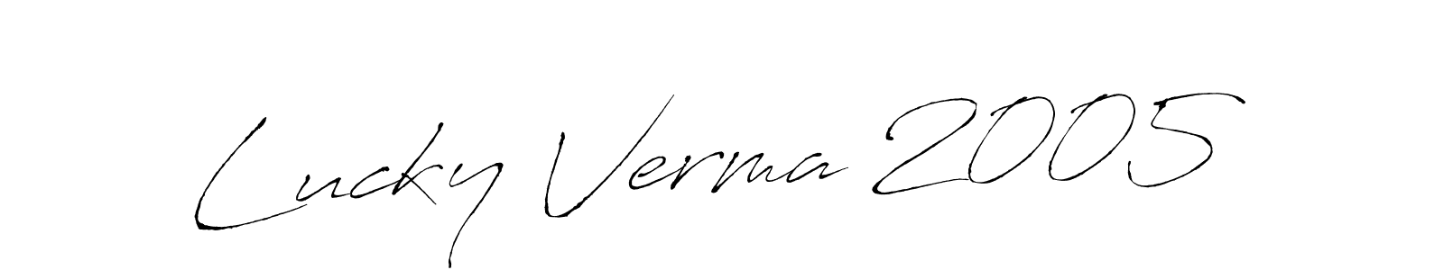 How to make Lucky Verma 2005 name signature. Use Antro_Vectra style for creating short signs online. This is the latest handwritten sign. Lucky Verma 2005 signature style 6 images and pictures png