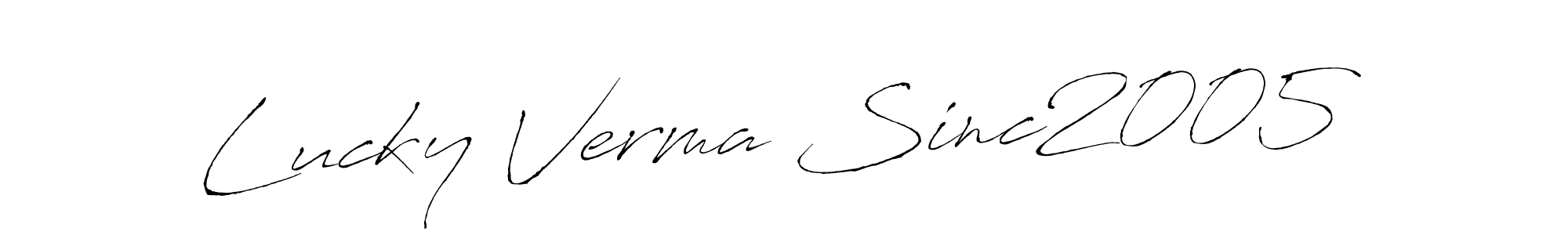 Create a beautiful signature design for name Lucky Verma Sinc2005. With this signature (Antro_Vectra) fonts, you can make a handwritten signature for free. Lucky Verma Sinc2005 signature style 6 images and pictures png