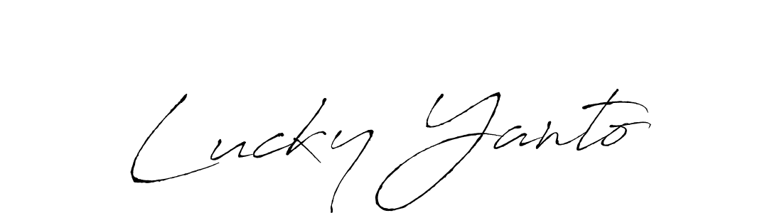 if you are searching for the best signature style for your name Lucky Yanto. so please give up your signature search. here we have designed multiple signature styles  using Antro_Vectra. Lucky Yanto signature style 6 images and pictures png