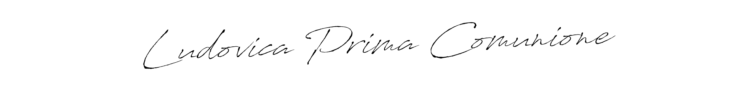 How to make Ludovica Prima Comunione name signature. Use Antro_Vectra style for creating short signs online. This is the latest handwritten sign. Ludovica Prima Comunione signature style 6 images and pictures png