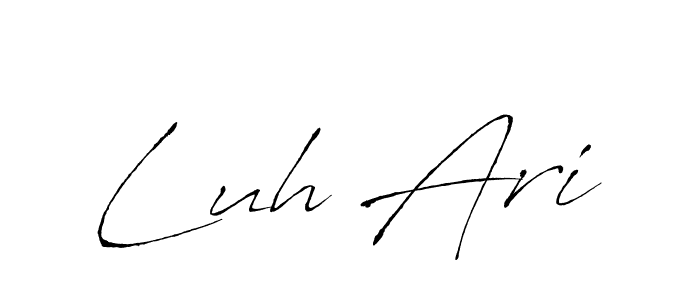 if you are searching for the best signature style for your name Luh Ari. so please give up your signature search. here we have designed multiple signature styles  using Antro_Vectra. Luh Ari signature style 6 images and pictures png