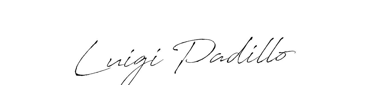 How to make Luigi Padillo name signature. Use Antro_Vectra style for creating short signs online. This is the latest handwritten sign. Luigi Padillo signature style 6 images and pictures png