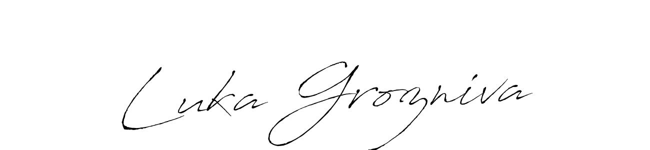 Make a beautiful signature design for name Luka Grozniva. With this signature (Antro_Vectra) style, you can create a handwritten signature for free. Luka Grozniva signature style 6 images and pictures png