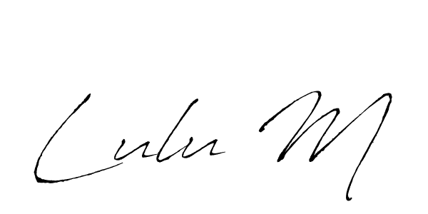 You should practise on your own different ways (Antro_Vectra) to write your name (Lulu M) in signature. don't let someone else do it for you. Lulu M signature style 6 images and pictures png
