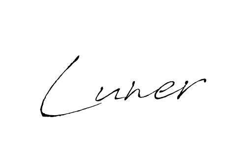 Make a beautiful signature design for name Luner. With this signature (Antro_Vectra) style, you can create a handwritten signature for free. Luner signature style 6 images and pictures png