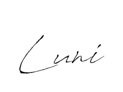 Create a beautiful signature design for name Luni. With this signature (Antro_Vectra) fonts, you can make a handwritten signature for free. Luni signature style 6 images and pictures png