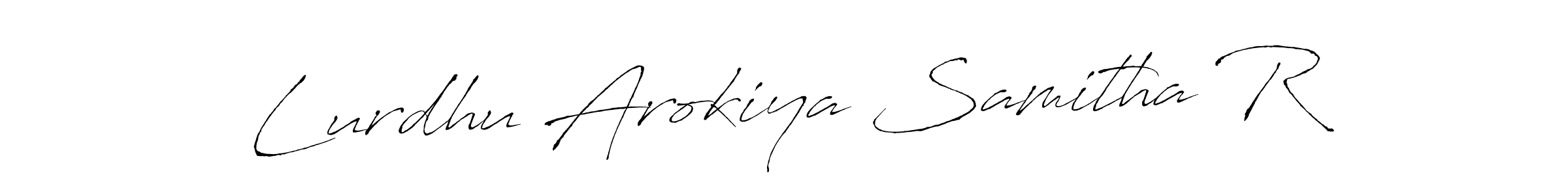 Make a short Lurdhu Arokiya Samitha R signature style. Manage your documents anywhere anytime using Antro_Vectra. Create and add eSignatures, submit forms, share and send files easily. Lurdhu Arokiya Samitha R signature style 6 images and pictures png