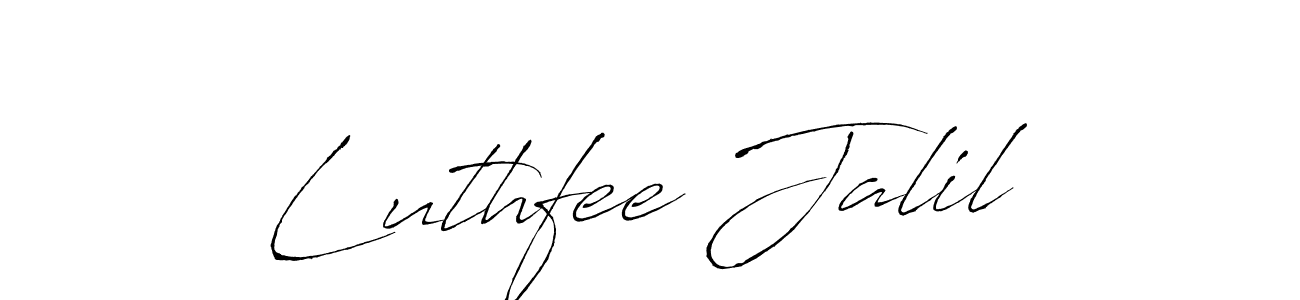 The best way (Antro_Vectra) to make a short signature is to pick only two or three words in your name. The name Luthfee Jalil include a total of six letters. For converting this name. Luthfee Jalil signature style 6 images and pictures png