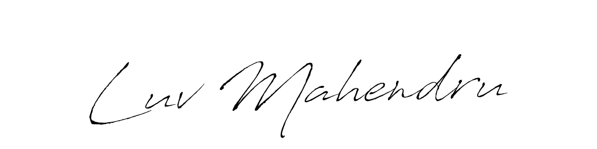 How to make Luv Mahendru name signature. Use Antro_Vectra style for creating short signs online. This is the latest handwritten sign. Luv Mahendru signature style 6 images and pictures png