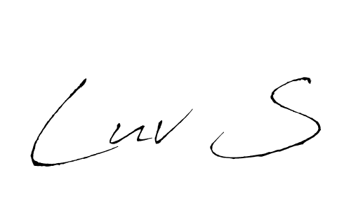 The best way (Antro_Vectra) to make a short signature is to pick only two or three words in your name. The name Luv S include a total of six letters. For converting this name. Luv S signature style 6 images and pictures png