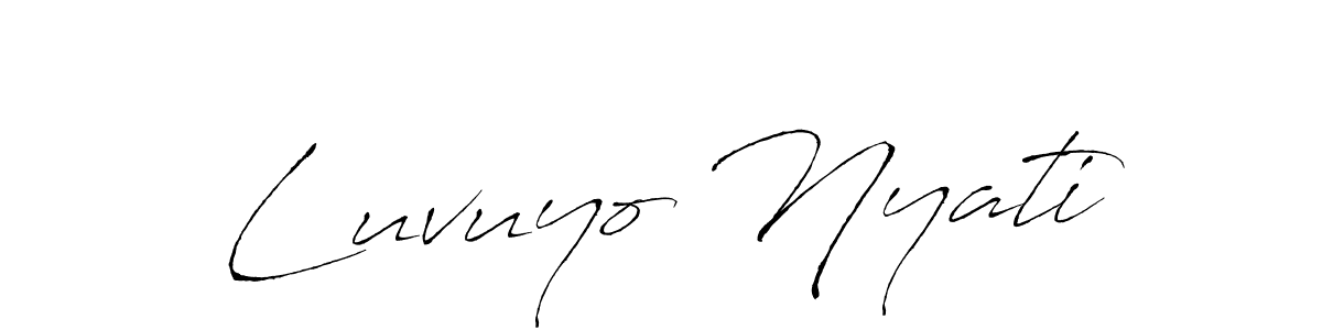 How to make Luvuyo Nyati name signature. Use Antro_Vectra style for creating short signs online. This is the latest handwritten sign. Luvuyo Nyati signature style 6 images and pictures png
