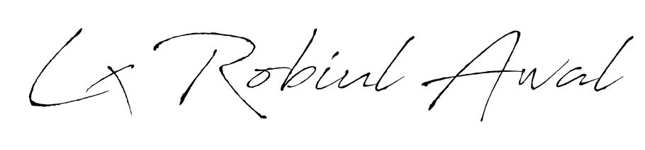 A sleek calligraphic signature for name Lx Robiul Awal utilizing Antro_Vectra styling. Great for adding personal signatures to photos and art. Lx Robiul Awal signature style 6 images and pictures png