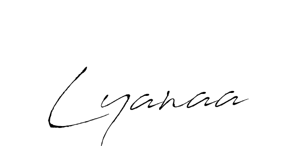 Use a signature maker to create a handwritten signature online. With this signature software, you can design (Antro_Vectra) your own signature for name Lyanaa. Lyanaa signature style 6 images and pictures png