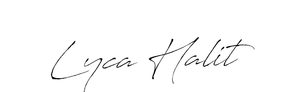 How to make Lyca Halit name signature. Use Antro_Vectra style for creating short signs online. This is the latest handwritten sign. Lyca Halit signature style 6 images and pictures png