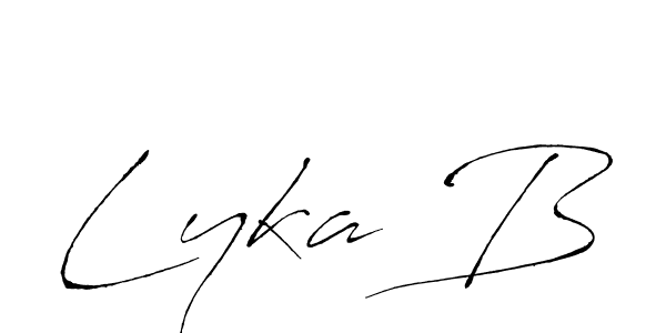Use a signature maker to create a handwritten signature online. With this signature software, you can design (Antro_Vectra) your own signature for name Lyka B. Lyka B signature style 6 images and pictures png