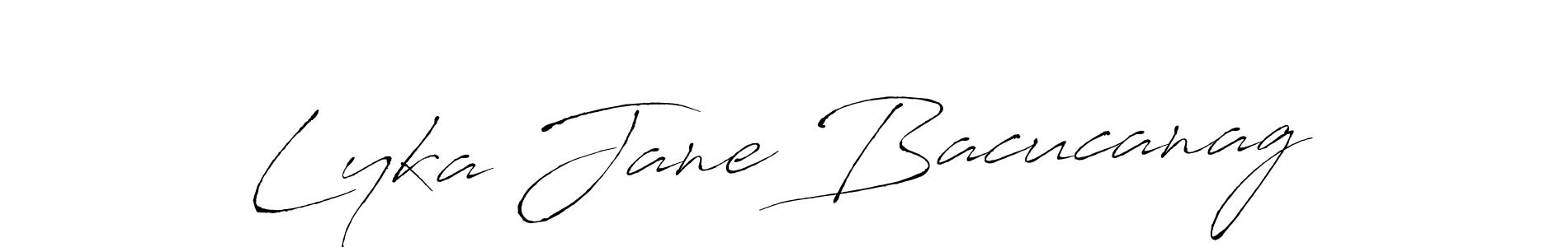 The best way (Antro_Vectra) to make a short signature is to pick only two or three words in your name. The name Lyka Jane Bacucanag include a total of six letters. For converting this name. Lyka Jane Bacucanag signature style 6 images and pictures png