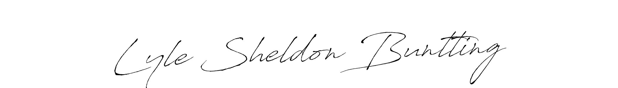 How to make Lyle Sheldon Buntting name signature. Use Antro_Vectra style for creating short signs online. This is the latest handwritten sign. Lyle Sheldon Buntting signature style 6 images and pictures png