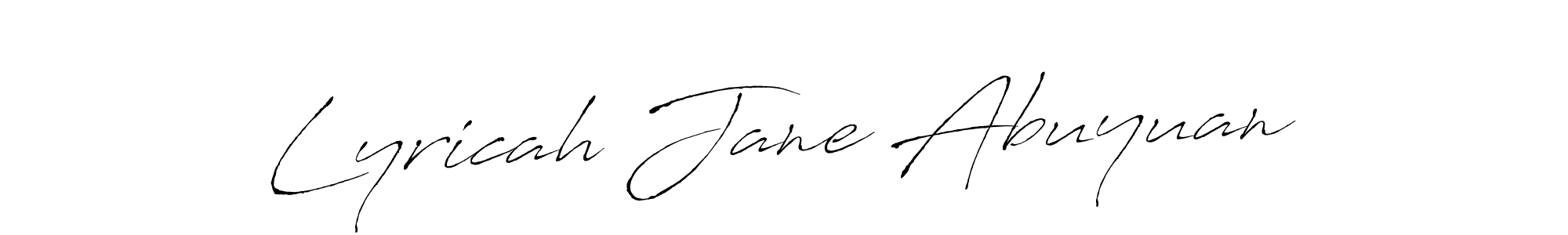 The best way (Antro_Vectra) to make a short signature is to pick only two or three words in your name. The name Lyricah Jane Abuyuan include a total of six letters. For converting this name. Lyricah Jane Abuyuan signature style 6 images and pictures png