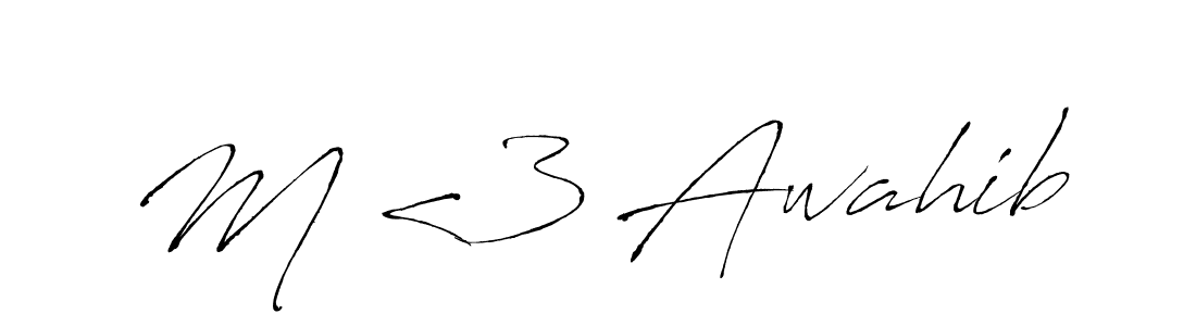 Design your own signature with our free online signature maker. With this signature software, you can create a handwritten (Antro_Vectra) signature for name M <3 Awahib. M <3 Awahib signature style 6 images and pictures png