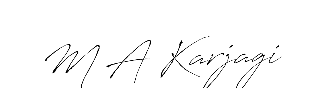 How to make M A Karjagi name signature. Use Antro_Vectra style for creating short signs online. This is the latest handwritten sign. M A Karjagi signature style 6 images and pictures png