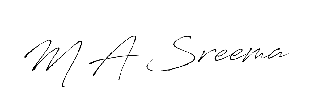 How to make M A Sreema name signature. Use Antro_Vectra style for creating short signs online. This is the latest handwritten sign. M A Sreema signature style 6 images and pictures png