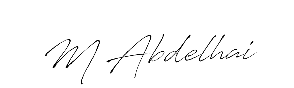 The best way (Antro_Vectra) to make a short signature is to pick only two or three words in your name. The name M Abdelhai include a total of six letters. For converting this name. M Abdelhai signature style 6 images and pictures png