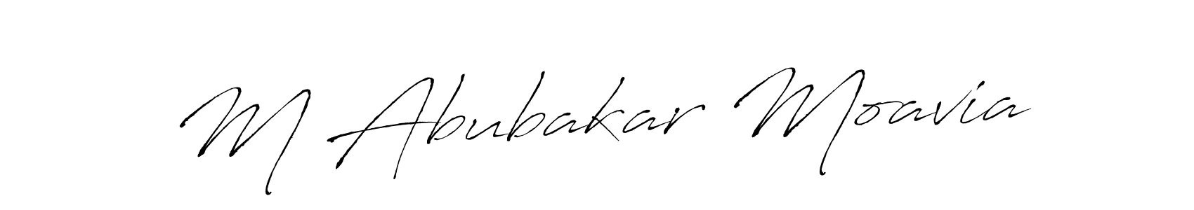 Design your own signature with our free online signature maker. With this signature software, you can create a handwritten (Antro_Vectra) signature for name M Abubakar Moavia. M Abubakar Moavia signature style 6 images and pictures png