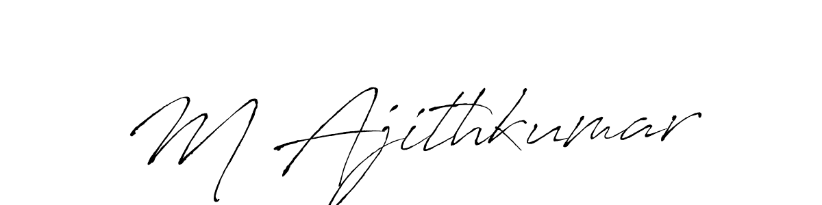 This is the best signature style for the M Ajithkumar name. Also you like these signature font (Antro_Vectra). Mix name signature. M Ajithkumar signature style 6 images and pictures png