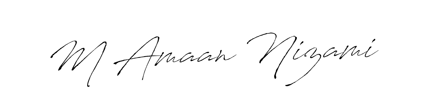 Make a short M Amaan Nizami signature style. Manage your documents anywhere anytime using Antro_Vectra. Create and add eSignatures, submit forms, share and send files easily. M Amaan Nizami signature style 6 images and pictures png