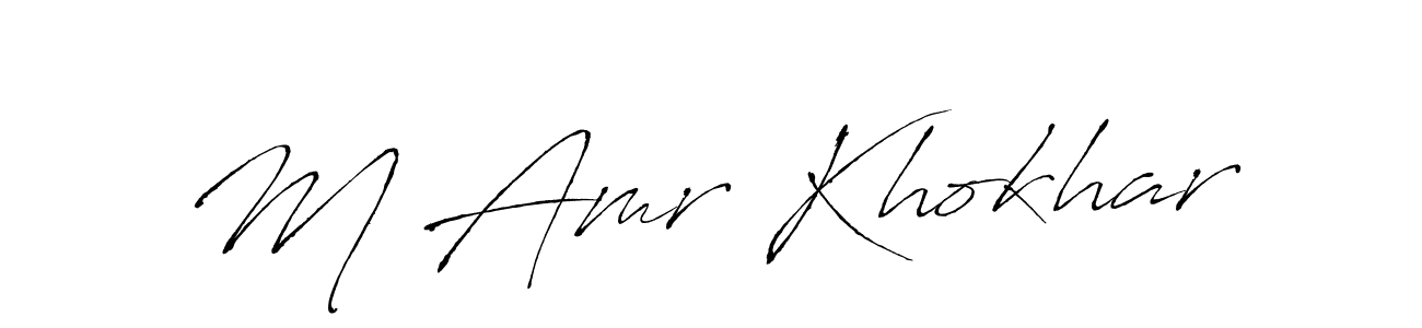 Make a short M Amr Khokhar signature style. Manage your documents anywhere anytime using Antro_Vectra. Create and add eSignatures, submit forms, share and send files easily. M Amr Khokhar signature style 6 images and pictures png