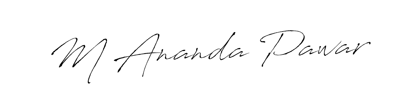 The best way (Antro_Vectra) to make a short signature is to pick only two or three words in your name. The name M Ananda Pawar include a total of six letters. For converting this name. M Ananda Pawar signature style 6 images and pictures png