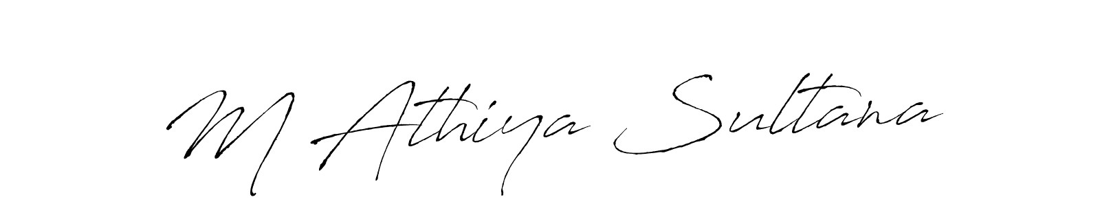 Antro_Vectra is a professional signature style that is perfect for those who want to add a touch of class to their signature. It is also a great choice for those who want to make their signature more unique. Get M Athiya Sultana name to fancy signature for free. M Athiya Sultana signature style 6 images and pictures png