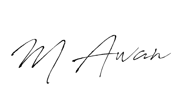 Make a beautiful signature design for name M Awan. With this signature (Antro_Vectra) style, you can create a handwritten signature for free. M Awan signature style 6 images and pictures png