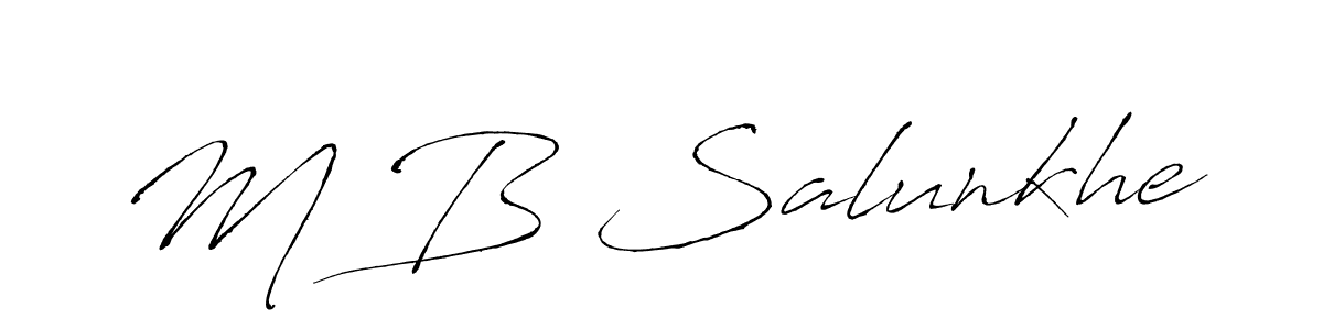 How to make M B Salunkhe name signature. Use Antro_Vectra style for creating short signs online. This is the latest handwritten sign. M B Salunkhe signature style 6 images and pictures png