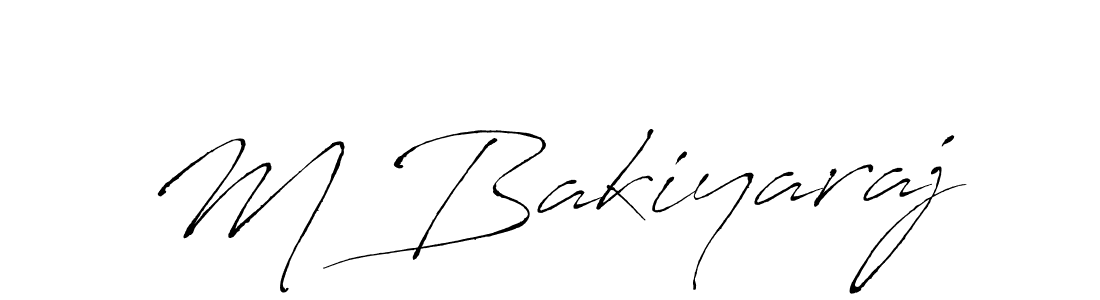 How to make M Bakiyaraj name signature. Use Antro_Vectra style for creating short signs online. This is the latest handwritten sign. M Bakiyaraj signature style 6 images and pictures png