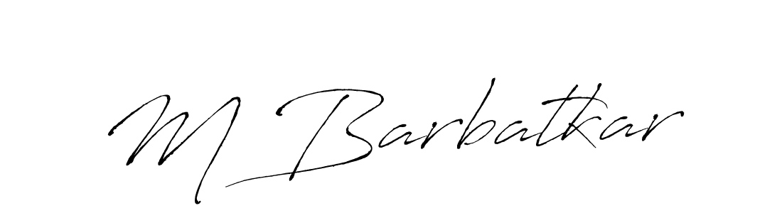 The best way (Antro_Vectra) to make a short signature is to pick only two or three words in your name. The name M Barbatkar include a total of six letters. For converting this name. M Barbatkar signature style 6 images and pictures png